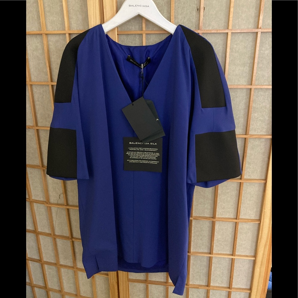 $ALE - Balenciaga Silk Blue/Black Top